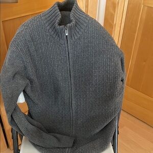 Men's Charcoal Zip-Up Sweater